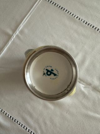 Jarrón antiguo cerámica porcelana base plata 925