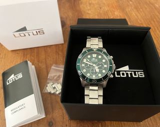 Reloj Lotus Cronógrafo Verde y Plateado