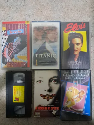 Lote 6 VHS TITANIC, ELVIS, KERRY LEE LEWIS