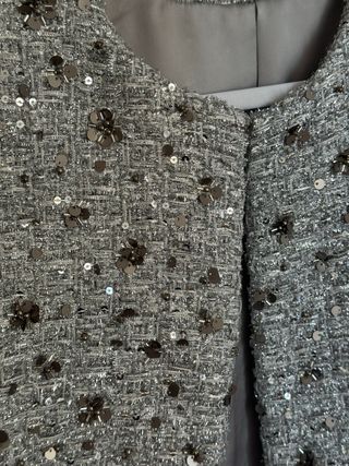 Chaqueta lentejuelas plateada talla S Zara