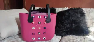 Borsa O bag fucsia con inserti