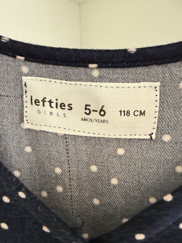 Vestido azul marino lunares blancos T. 5-6