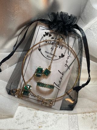 Conjunto Varias Joyas Verdes y Doradas
