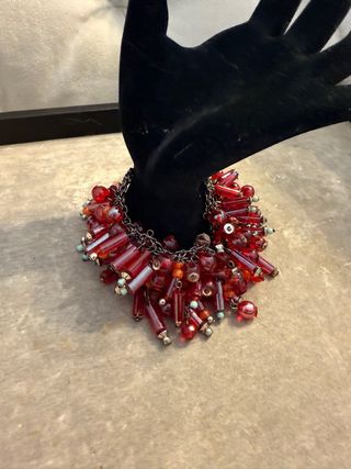 Pulsera Zara Roja y Plateada