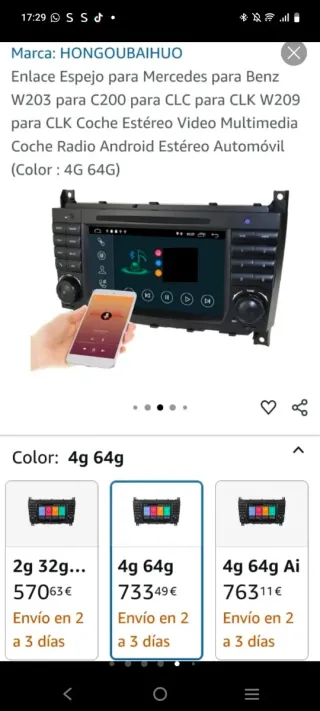 Radio Mercedes Clase C Vito W203 Carplay 4+64G