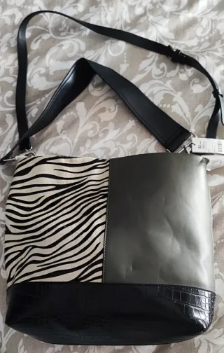 Bolso bandolera cebra y piel