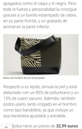 Bolso bandolera cebra y piel