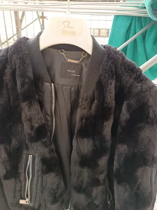 YES-ZEE Pelliccia Sintetica Nera Tg S