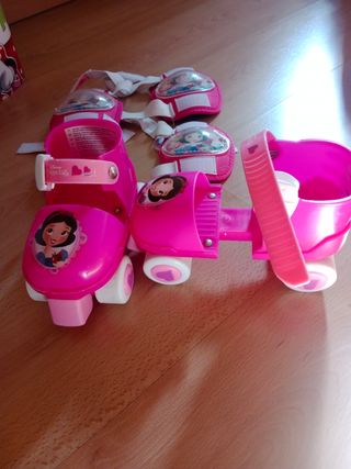 Patines Disney Princesas con Coderas y Rodilleras