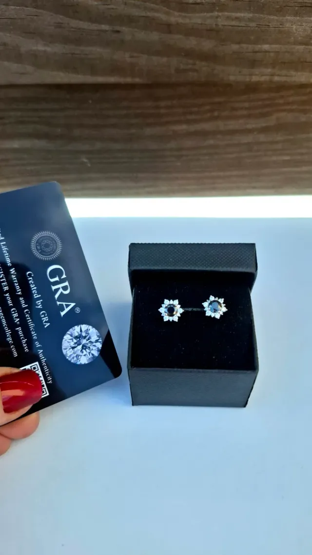 Pendientes Moissanita Negra GRA