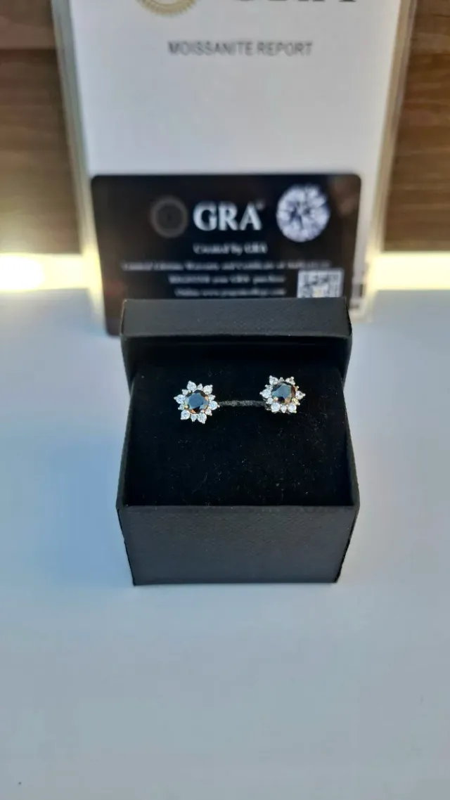 Pendientes Moissanita Negra GRA