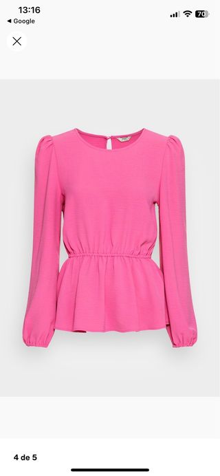 Blusa rosa ONLY manga larga peplum