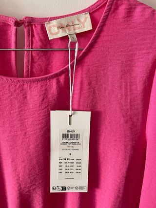 Blusa rosa ONLY manga larga peplum