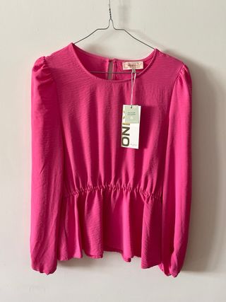 Blusa rosa ONLY manga larga peplum