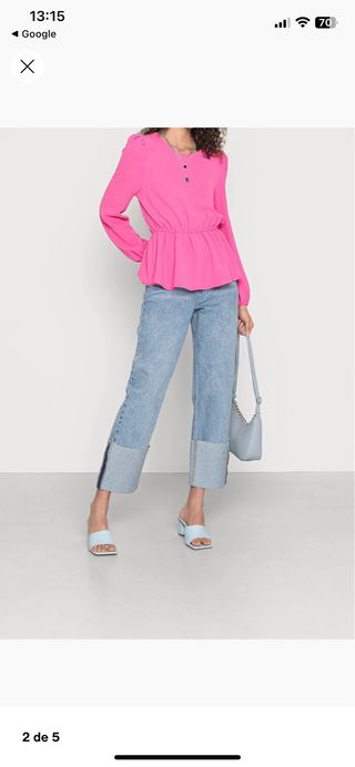Blusa rosa ONLY manga larga peplum