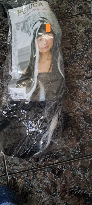 Peluca Disfraz Negra y Blanca Talla Única