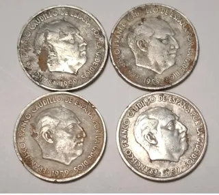 4 Monedas 10 Céntimos año 1959.