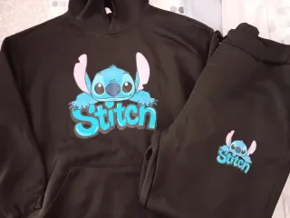 Chándal Negro con Estampado de Stitch