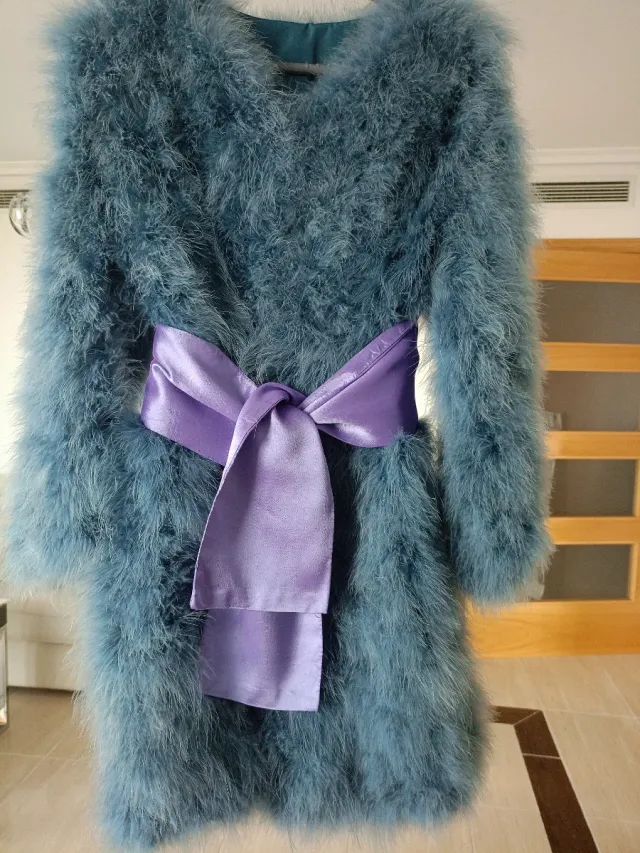 Abrigo plumas marabú azul