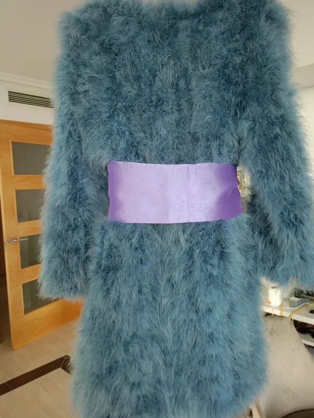 Abrigo plumas marabú azul