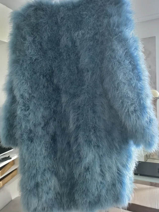 Abrigo plumas marabú azul