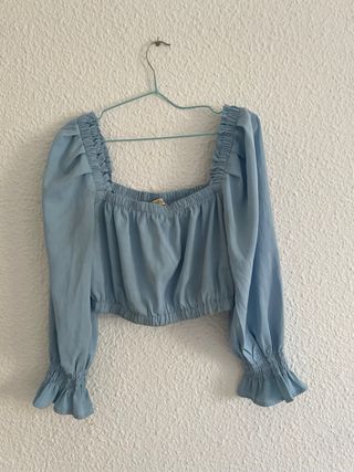 Blusa azul manga larga