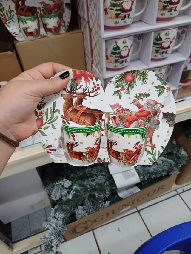 Set 2 Tazzine Natale Porcellana