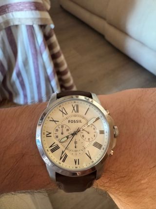 Reloj Fossil Hombre Esfera Beige Correa Marrón 