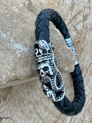 Pulsera Piel Calavera Serpiente 