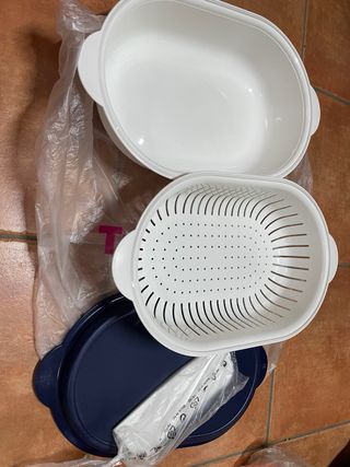 Contenitore Tupperware Blu e Bianco