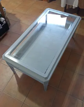 Mesa de centro cristal y madera