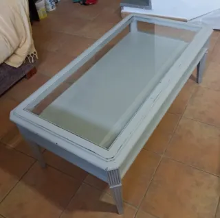 Mesa de centro cristal y madera