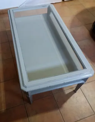 Mesa de centro cristal y madera