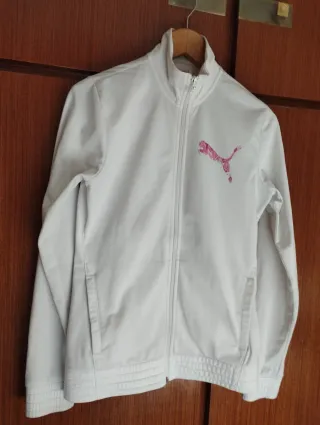 Chaqueta deportiva Puma blanca y rosa