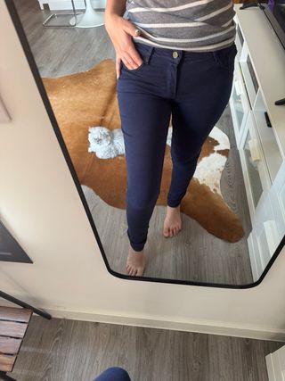 Pantalón Mujer Massimo Dutti Talla 36 Azul Marino