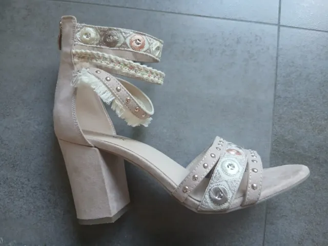 Sandalias tacón vestir rosa claro