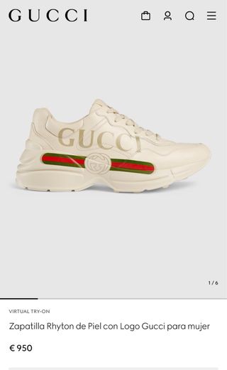 Zapatilla Gucci Rhyton Piel Logo Mujer