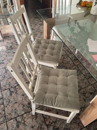 Sillas de madera x4 Blanco con cojín