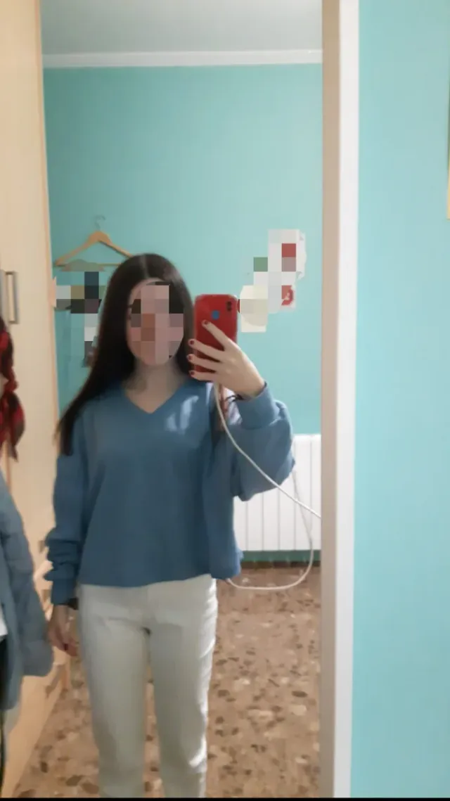 Jersey azul mujer cuello pico