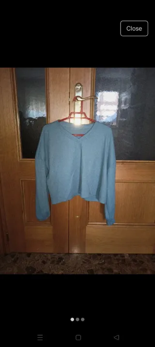 Jersey azul mujer cuello pico