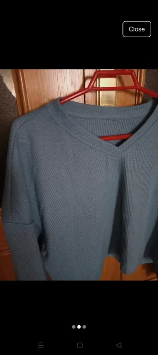 Jersey azul mujer cuello pico