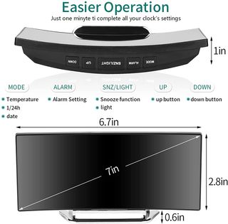 Reloj despertador, pantalla espejo 7”