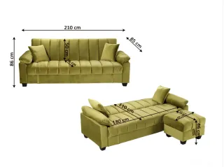 Sofá cama seccional gris y beige