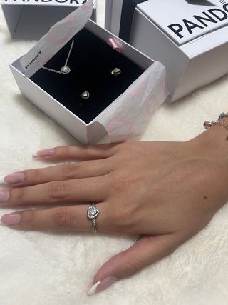 Conjunto Pandora Corazón Plata