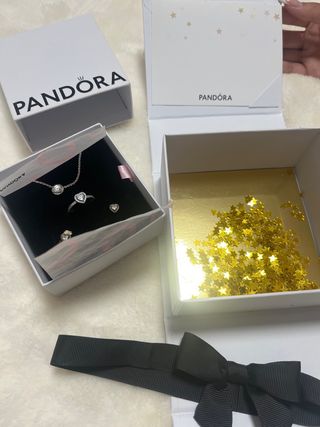 Conjunto Pandora Corazón Plata