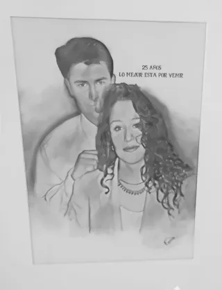 Retrato carboncillo pareja 25 años