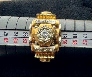 Anillo Art Décor Oro Bicolor 18k Diamante