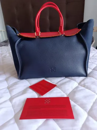 Bolso Carolina Herrera Piel Azul y Rojo