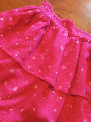 Falda niña rosa volantes