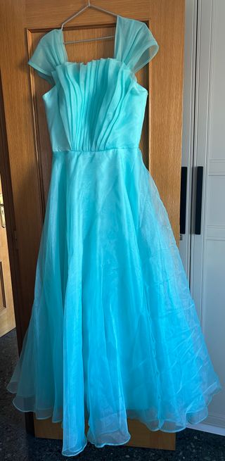 Vestido fiesta azul turquesa